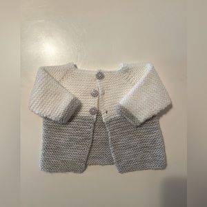 Hand made white and grey sweater 0-3 months Barely worn